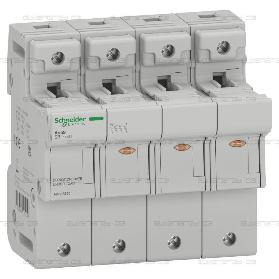 Основа за предпазител, Acti9 SBI, 3P+N, 50A, за 14 x 51mm