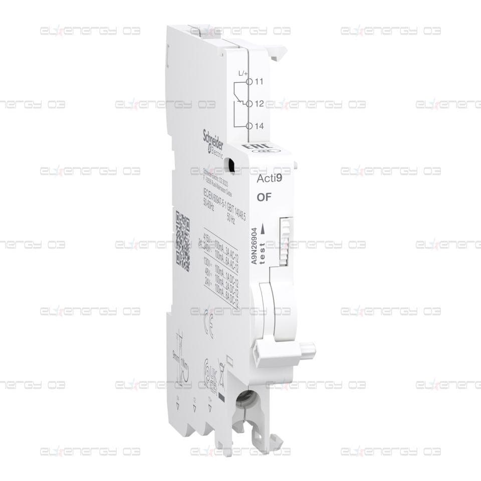 Спомагателен контакт, Acti9 A9N, OF, 1 C/O, 100mA - 6A, 24VAC - 415VAC, 24VDC - 130VDC, долна връзка