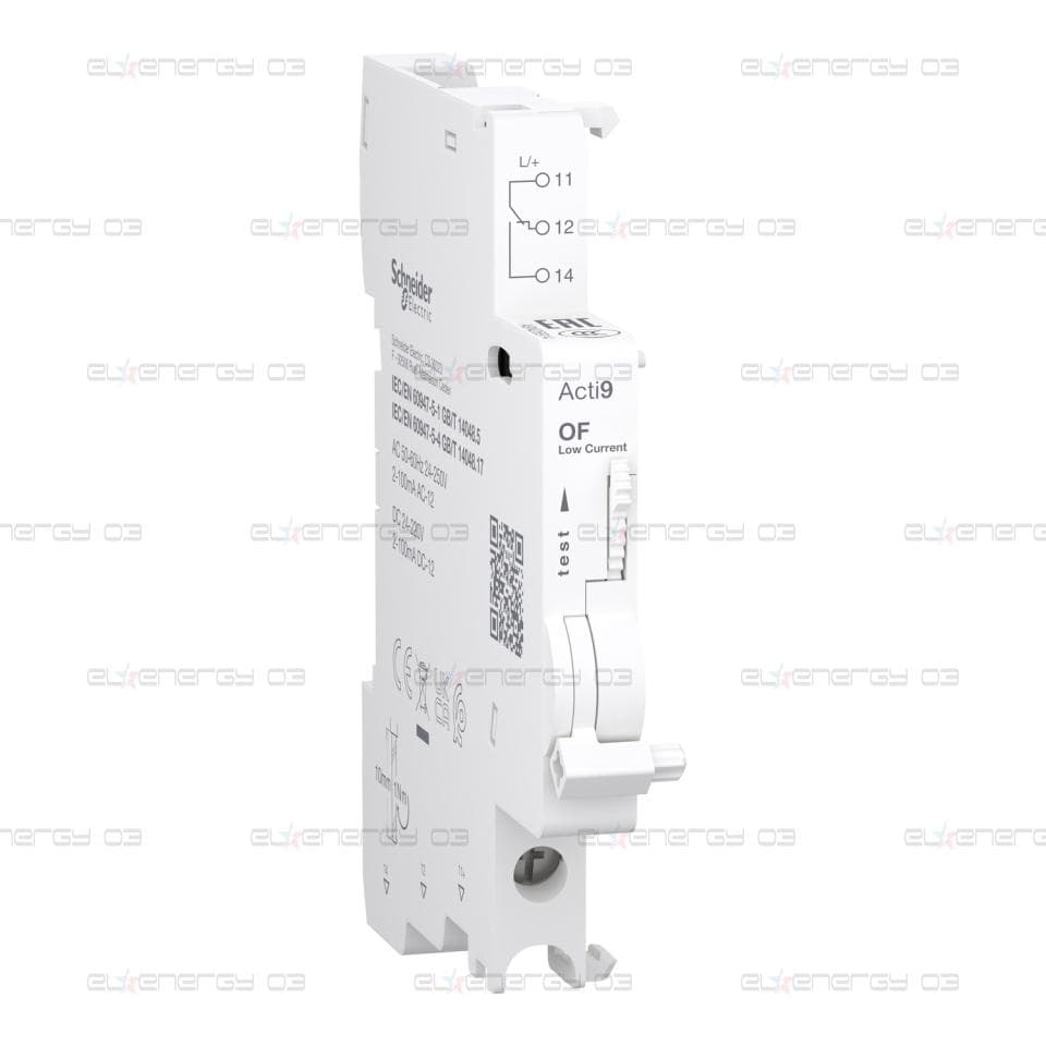 Спомагателен контакт, Acti9 A9N, OF, 1 C/O, 2mA - 100mA, 24VAC - 250VAC, 24VDC - 220VDC, долна връзка