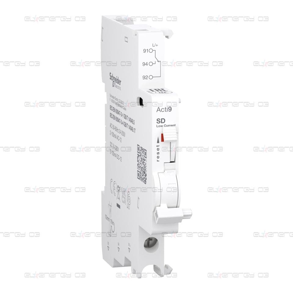 Спомагателен контакт, Acti9 A9N, SD, 1 C/O, 2mA - 100mA, 24VAC - 250VAC, 24VDC - 220VDC, долна връзка