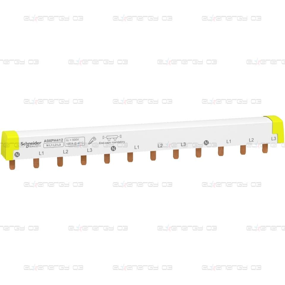 Acti 9 - захранваща шина - 3L+N - 18 mm щифт - 12 модули - 100 A