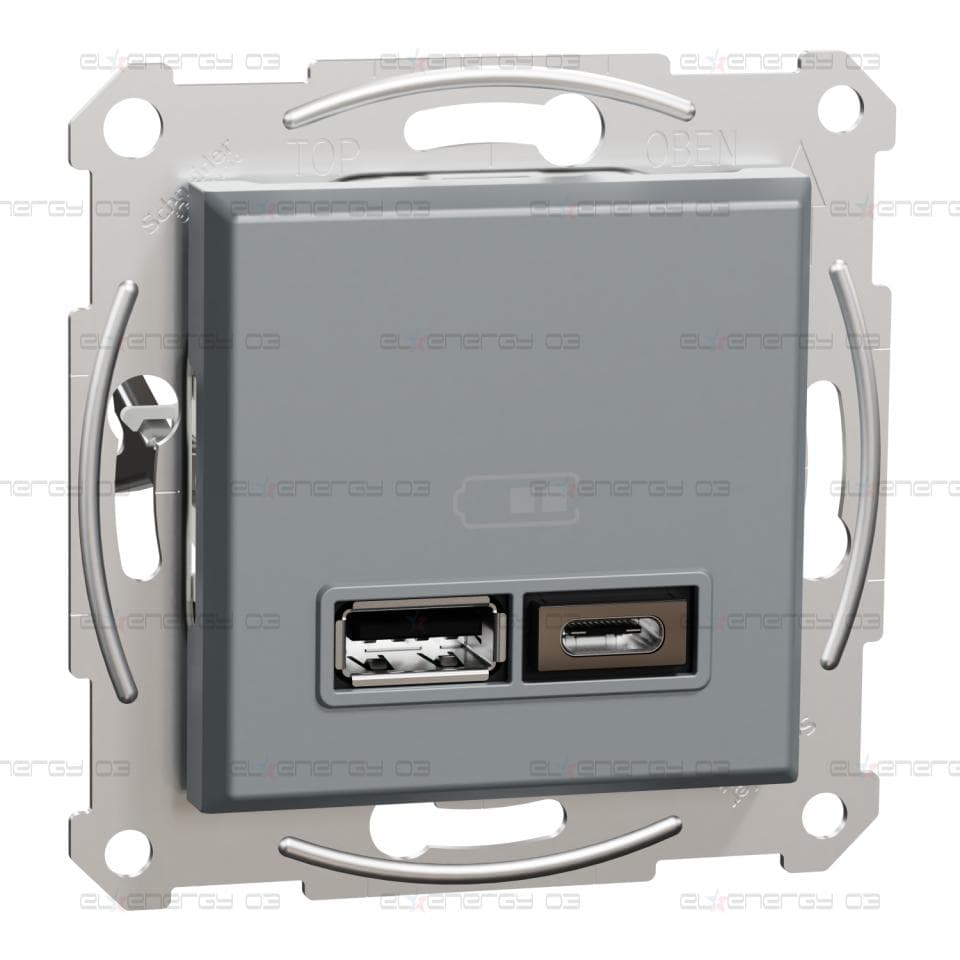 USB зарядно 2,4A A+C, стомана