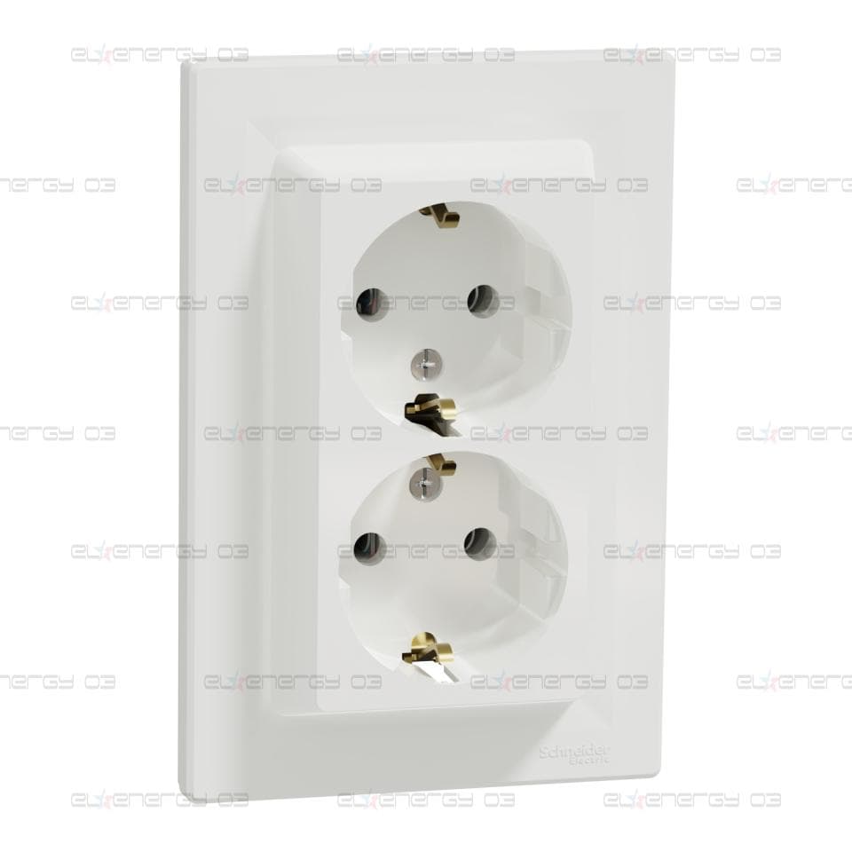 Двоен контакт Шуко, 16А, бял