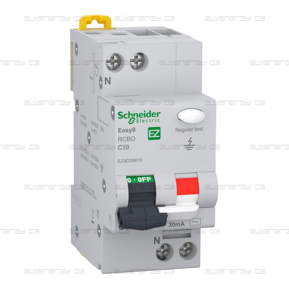 Автоматичен прекъсвач с деф. защ., Easy 9, 1P + N, 10A, крива С, 6000A, 30 mA, тип АС