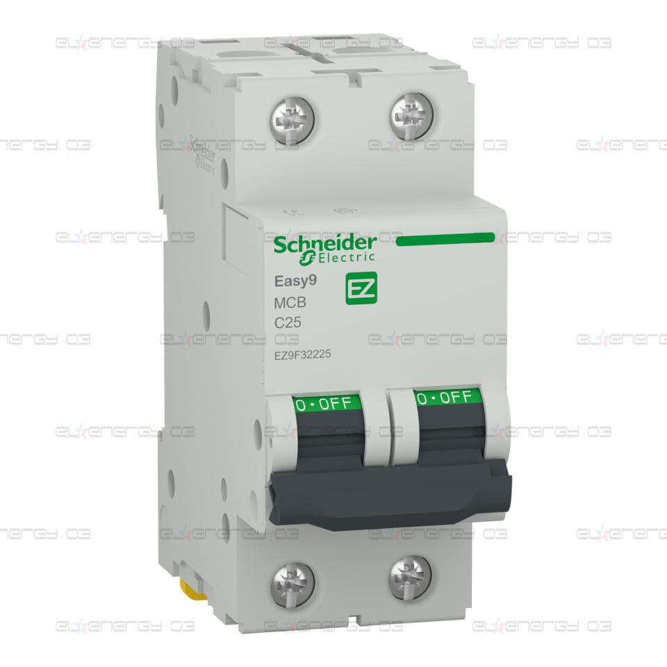 Миниатюрен прекъсвач (MCB), Easy9, 2P, 25A, C крива, 4500A (IEC/EN 60898-1)