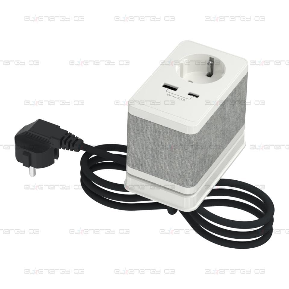 Модул S - контакт Шуко + USB тип А/C, бял