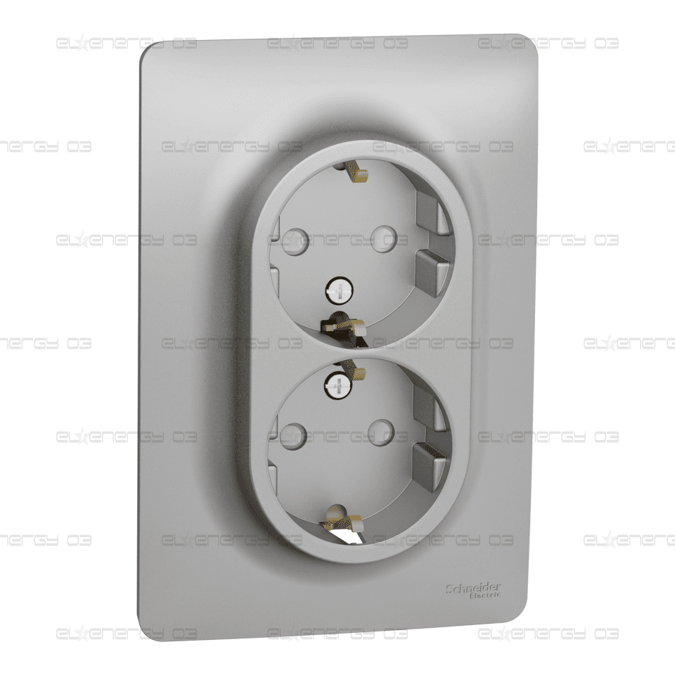 2 контактни излаза, New unica, цялостен продукт, 2P + E, 16A, Шуко, с капак, боядисан, алуминий