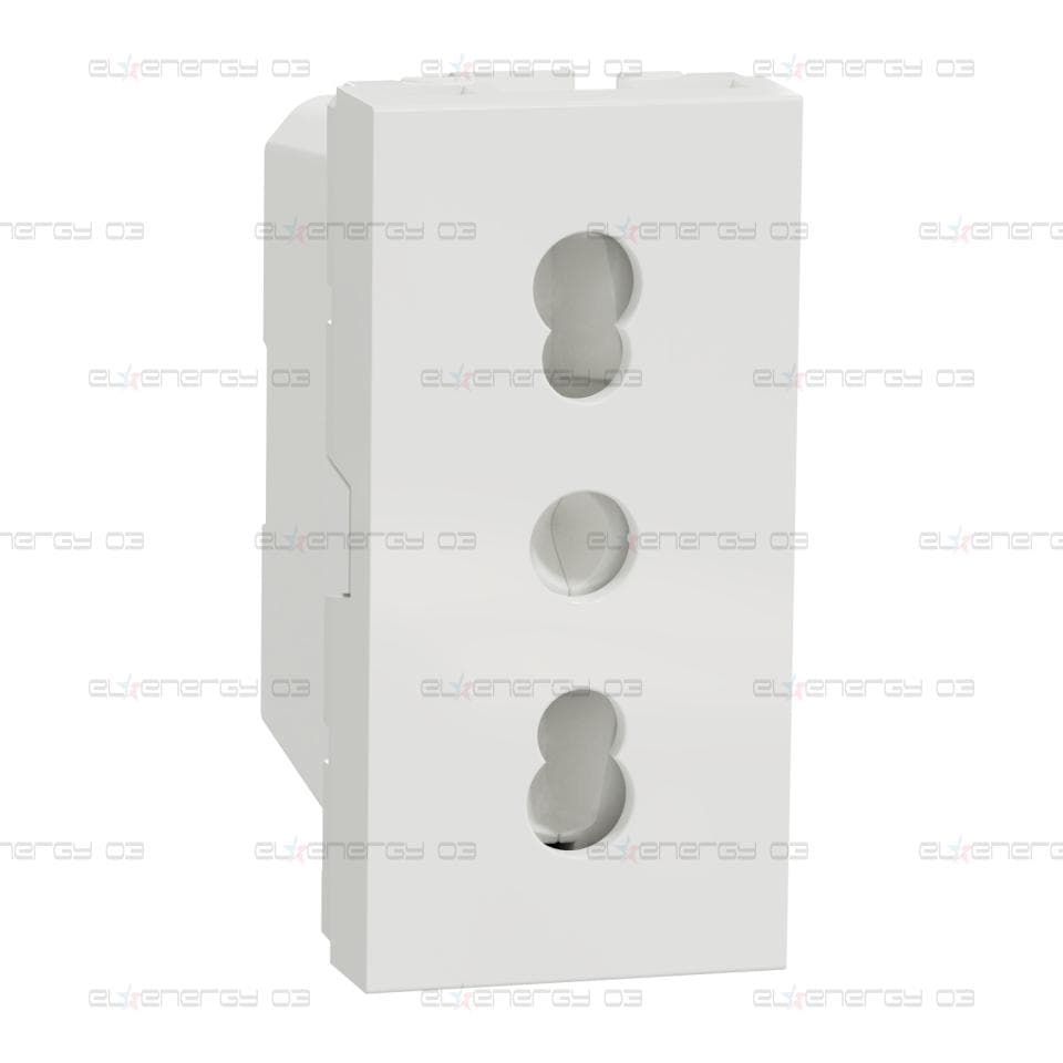 Контактен излаз, New unica, 2P+E, 16A, италиански, със защита, бял