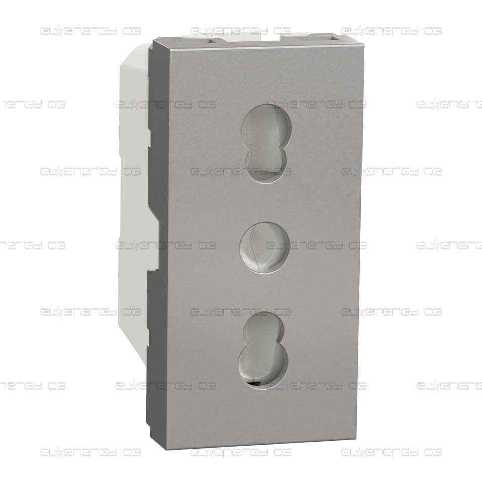 Контактен излаз, New unica, 2P+E, 16A, италиански, със защита, алуминий
