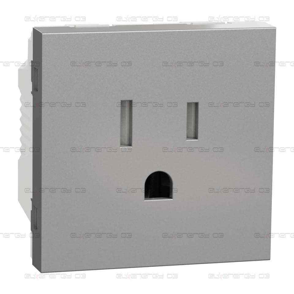 Контакт New unica, 2P+E, американски, 15A, 2 модула, алуминий