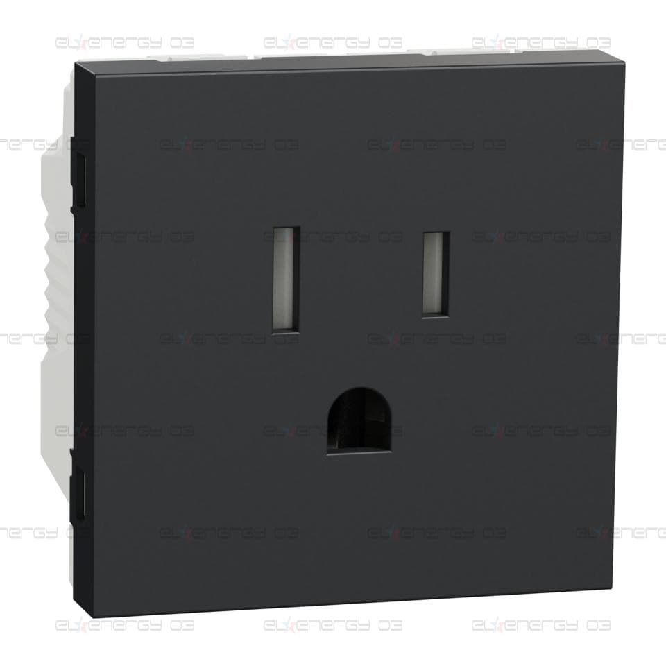 Контактен излаз, New unica, 2P+E, американски, 15A, 2 модула, антрацит