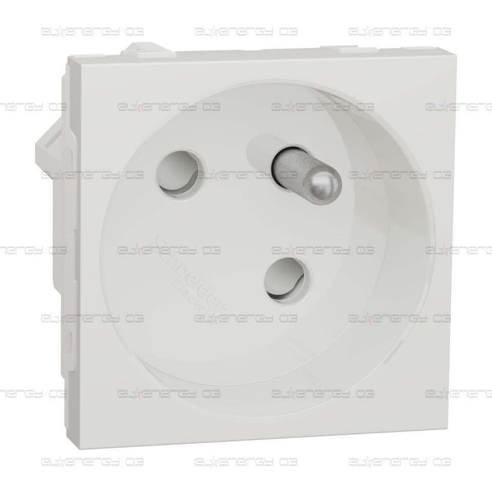 Контактен излаз, New unica, 2P+E, 16A, френски, със защита, IP3x, бял