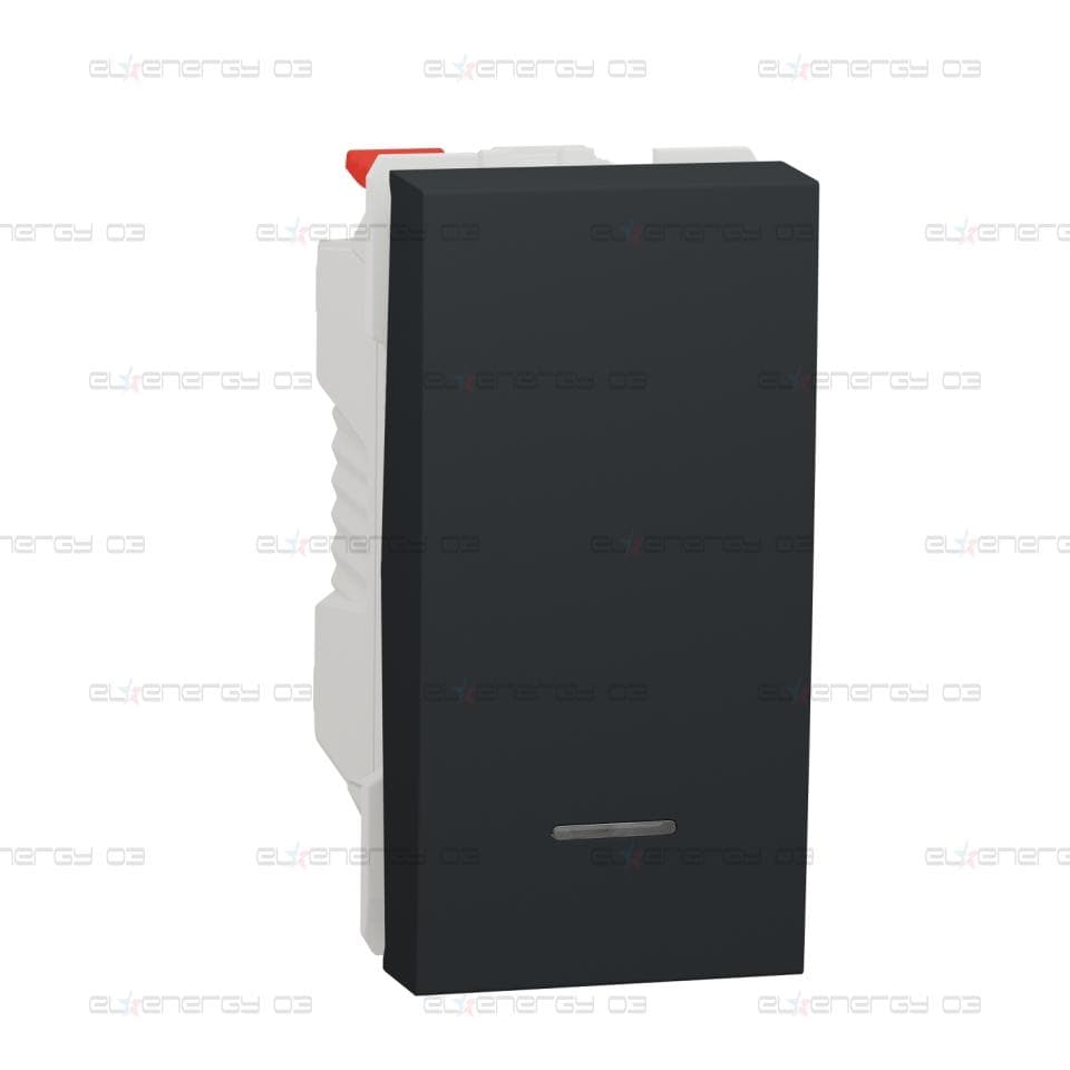 Бутон, New unica + бутон NO, 10A, 1 модул, безвинтово свързване, оцветен, IP4X, антрацит