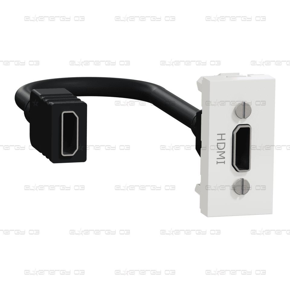 Аудио видео розетка, New unica, HDMI, предварително окабелен, 1 модул, бял