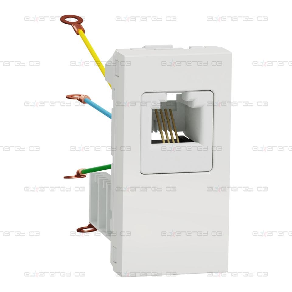 Телефонен контакт, New unica, RJ12, 1 конектор, 1 модул, бял