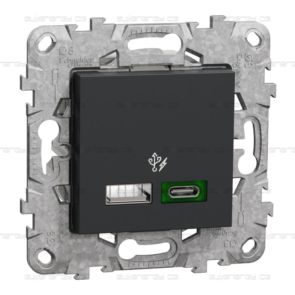 Двойно USB Quick Charge A+C, 45W, антрацит