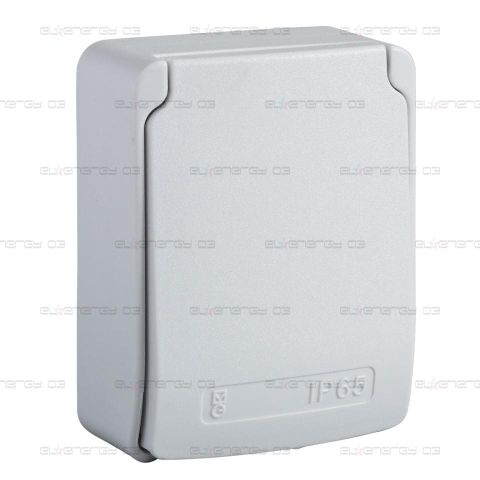 PratiKa socket - grey - 2P + E - 10/16 A - 250 V - British - IP65 - surface