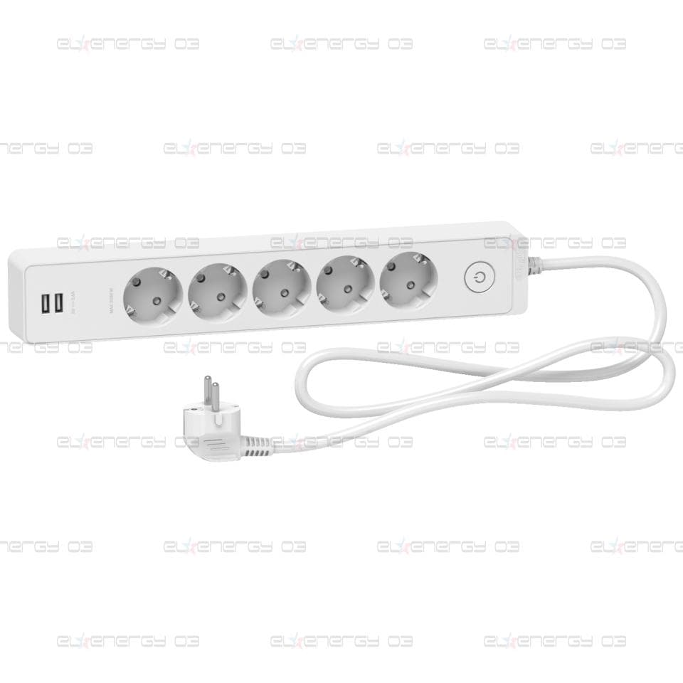 Unica разклонител шуко - 5 гнезда - с USB порт - бял