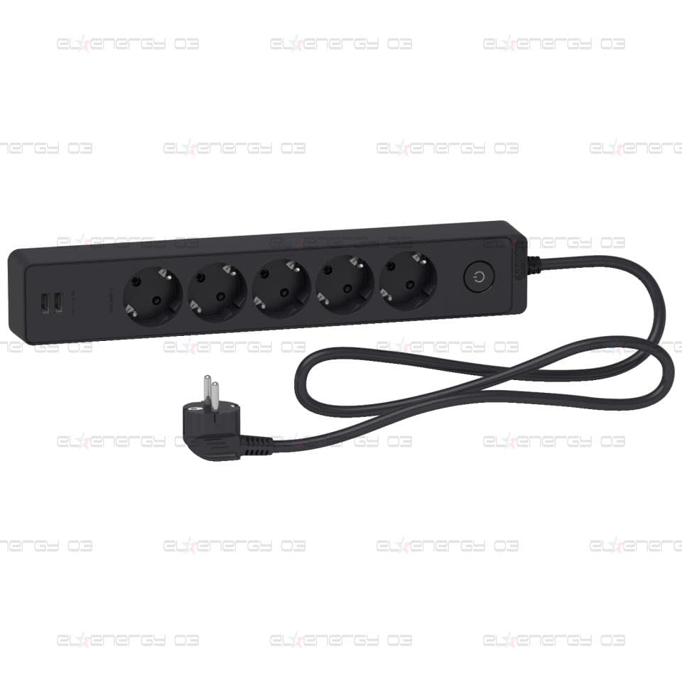 Разклонител 5 Гнезда & 2 USB 1.5M Антрацит