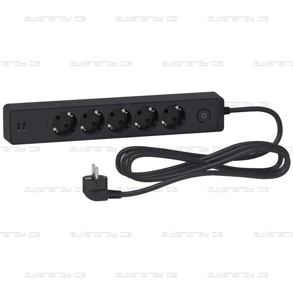 Разклонител 5 Гнезда & 2 USB 3M Антрацит