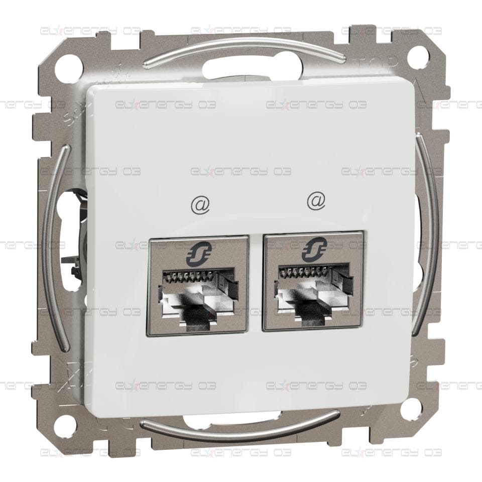 Двоен изход за данни CAT 5E STP, Sedna, RJ45, бял