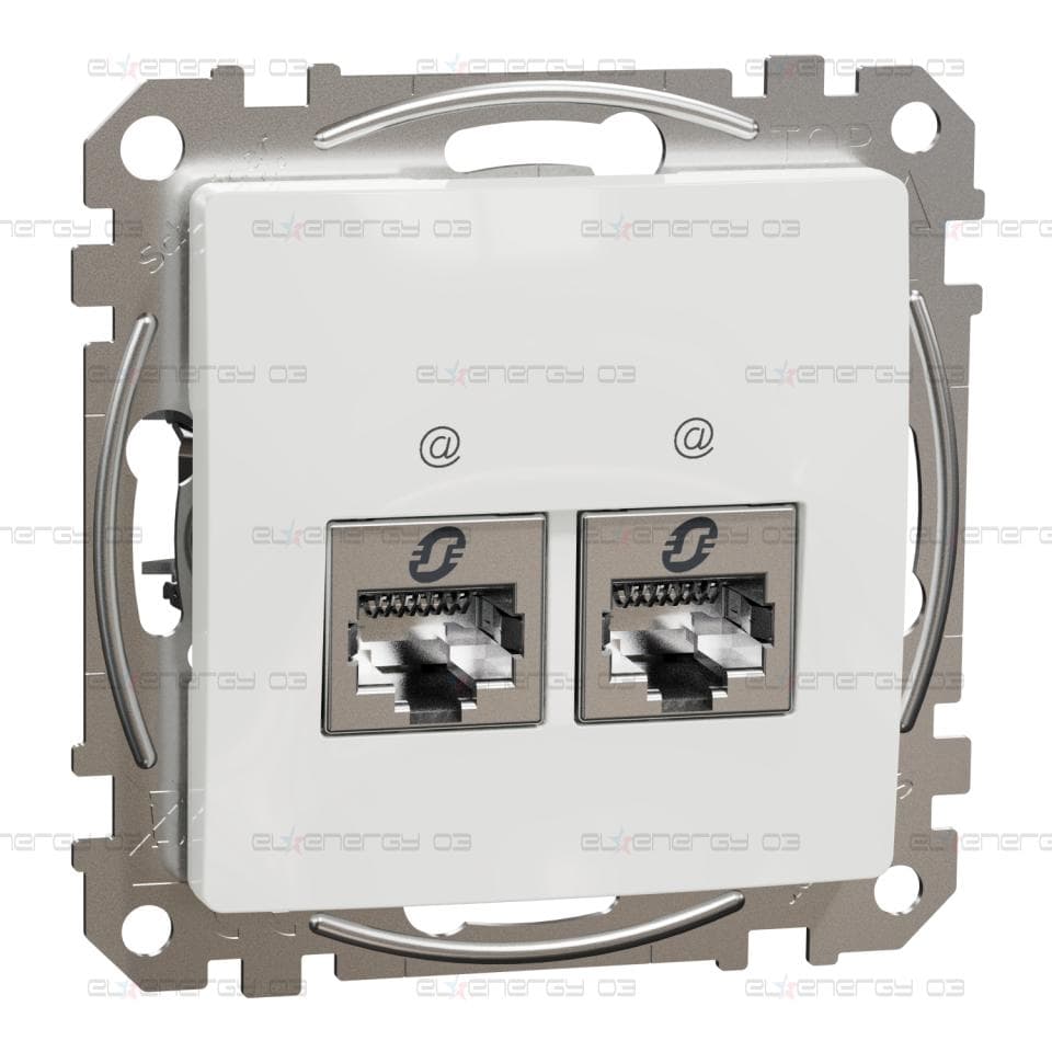 Двоен изход за данни CAT 6A STP, RJ45, бял