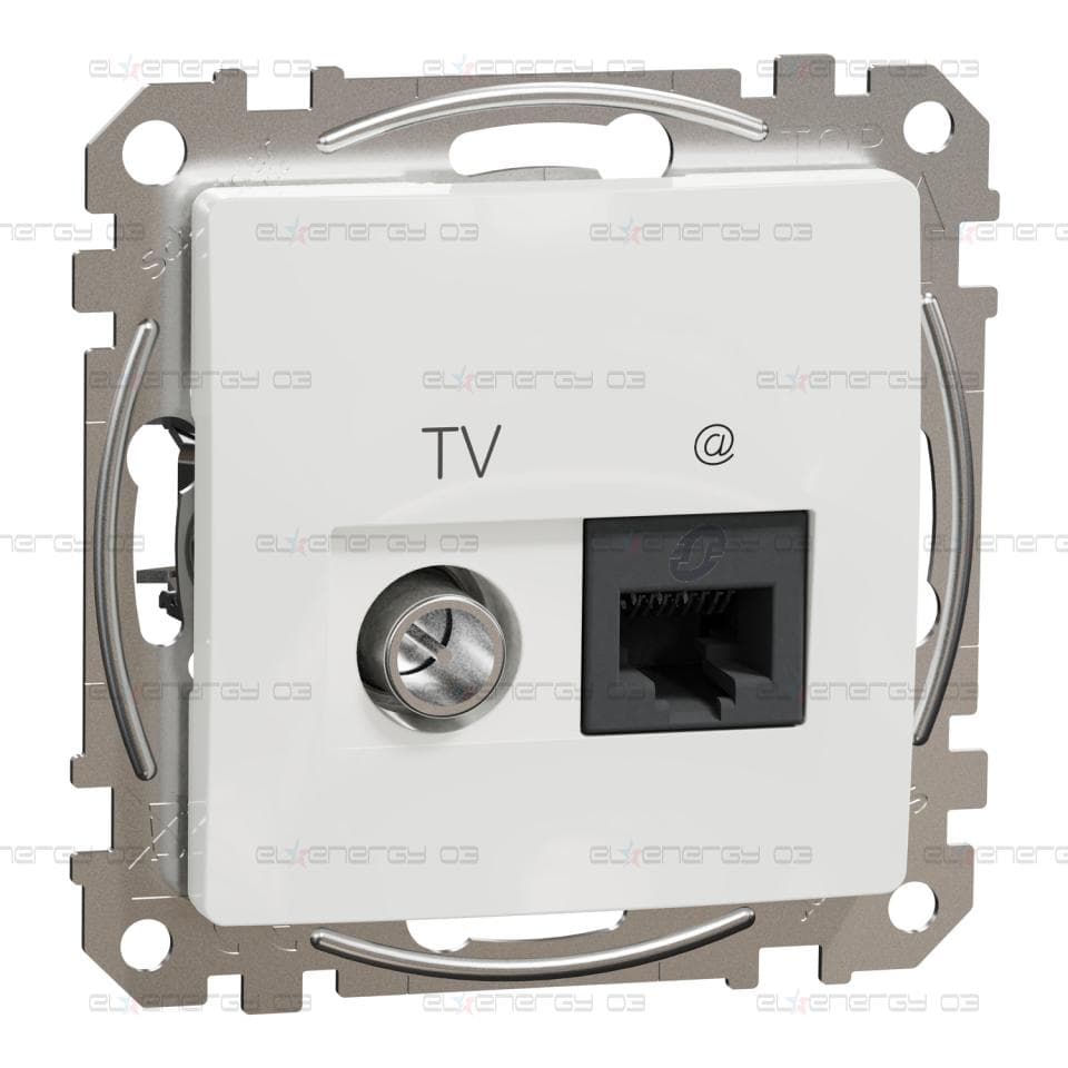 TV розетка и изход за данни, RJ45 CAT6 UTP, бял