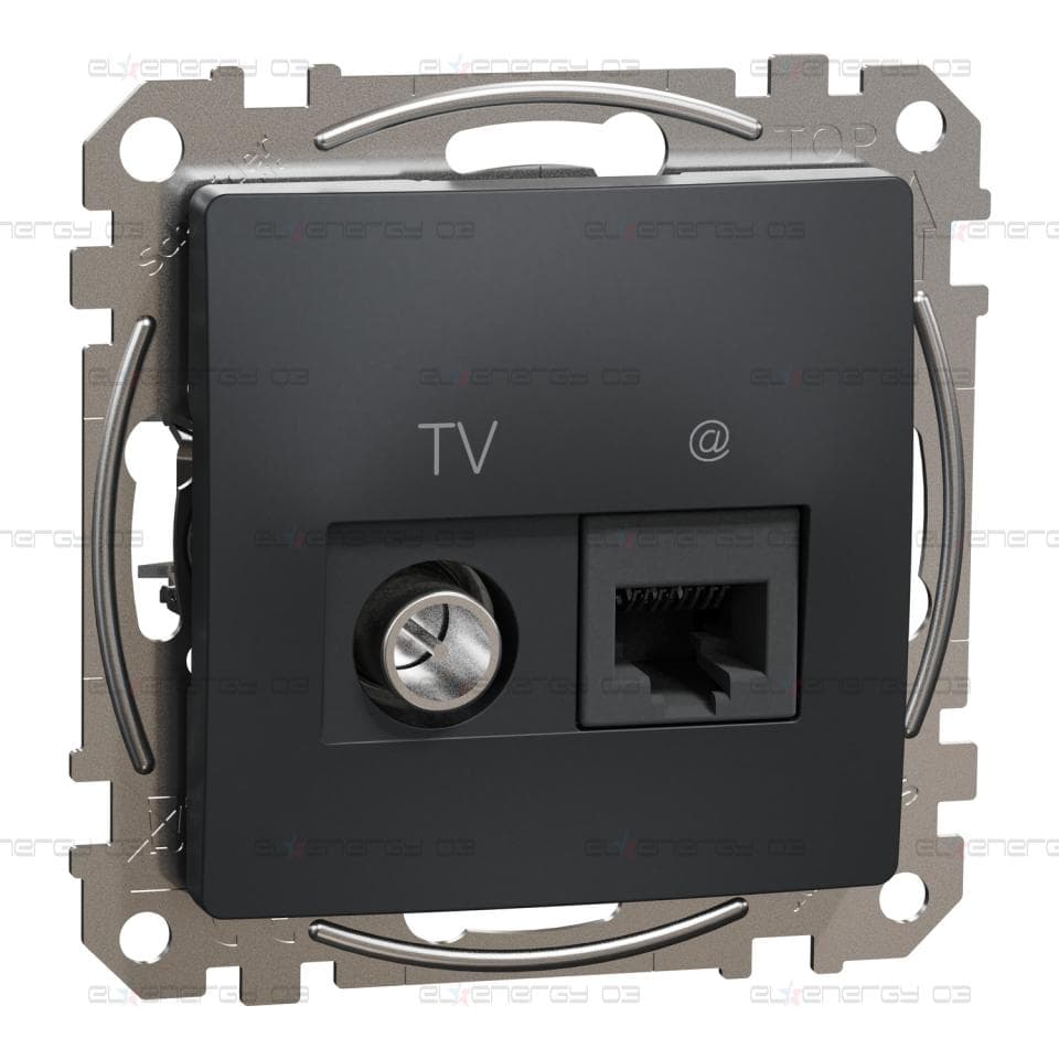 TV розетка и изход за данни, RJ45 CAT6 UTP, антрацит