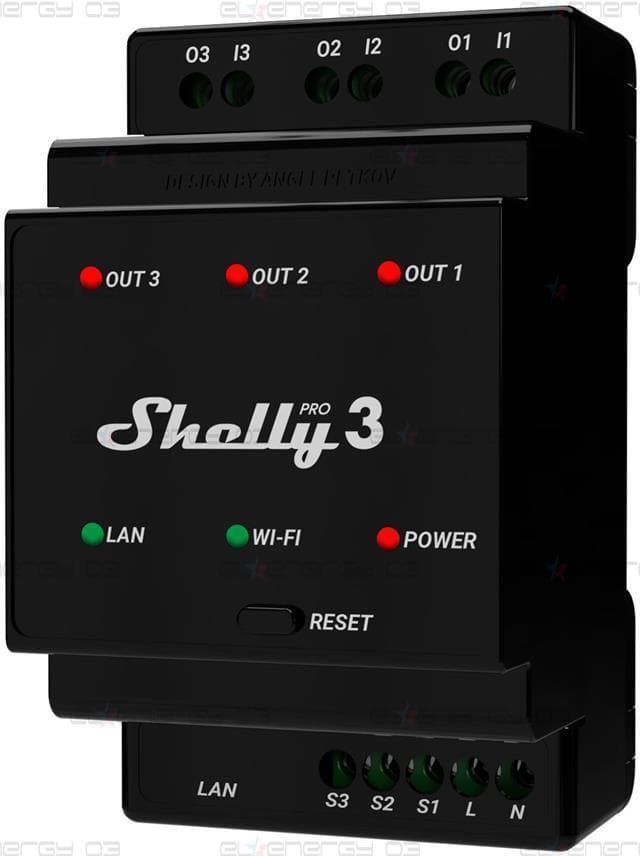 Импулсно Smart реле 3х On/Off 16A (48A) за DIN монтаж Shelly PRO 3 – 268094