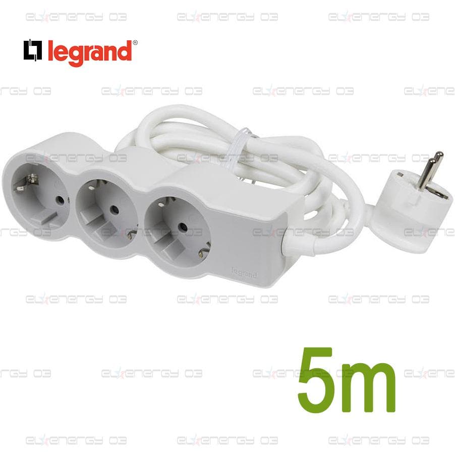 Разклонител БЯЛ 3x2P+E с кабел 5 метра / 3×1.5мм2 Standard NEW Legrand