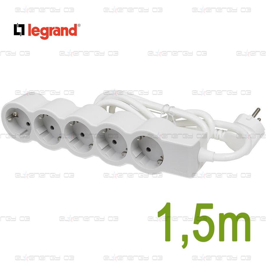 Разклонител БЯЛ 5x2P+E с кабел 1.5 метра / 3×1.5мм2 Standard NEW Legrand