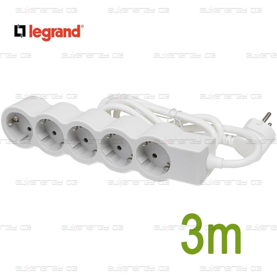 Разклонител БЯЛ 5x2P+E с кабел 3 метра / 3×1.5мм2 Standard NEW Legrand