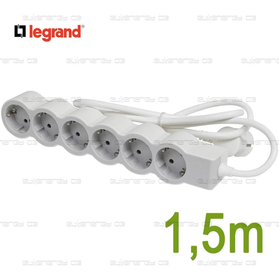 Разклонител БЯЛ 6x2P+E с кабел 1.5 метра / 3×1.5мм2 Standard NEW Legrand