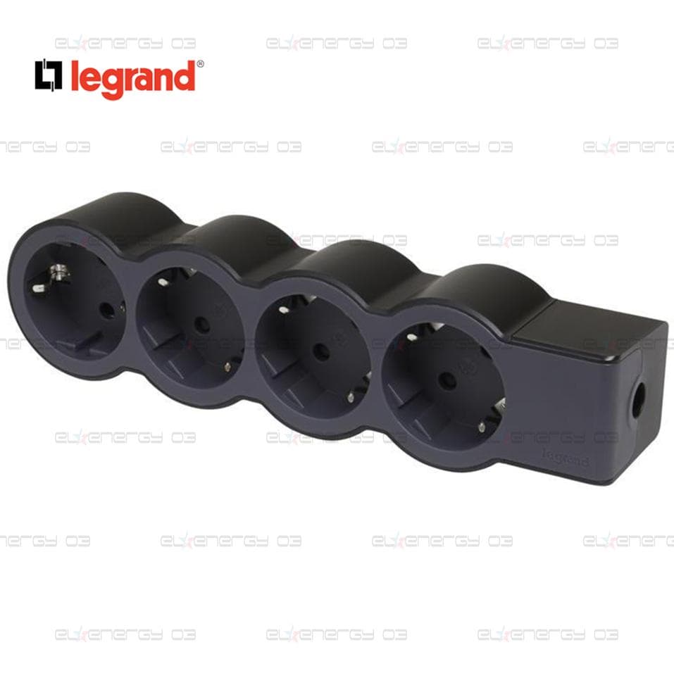 Разклонител ЧЕРЕН 4x2P+E без кабел Standard NEW Legrand