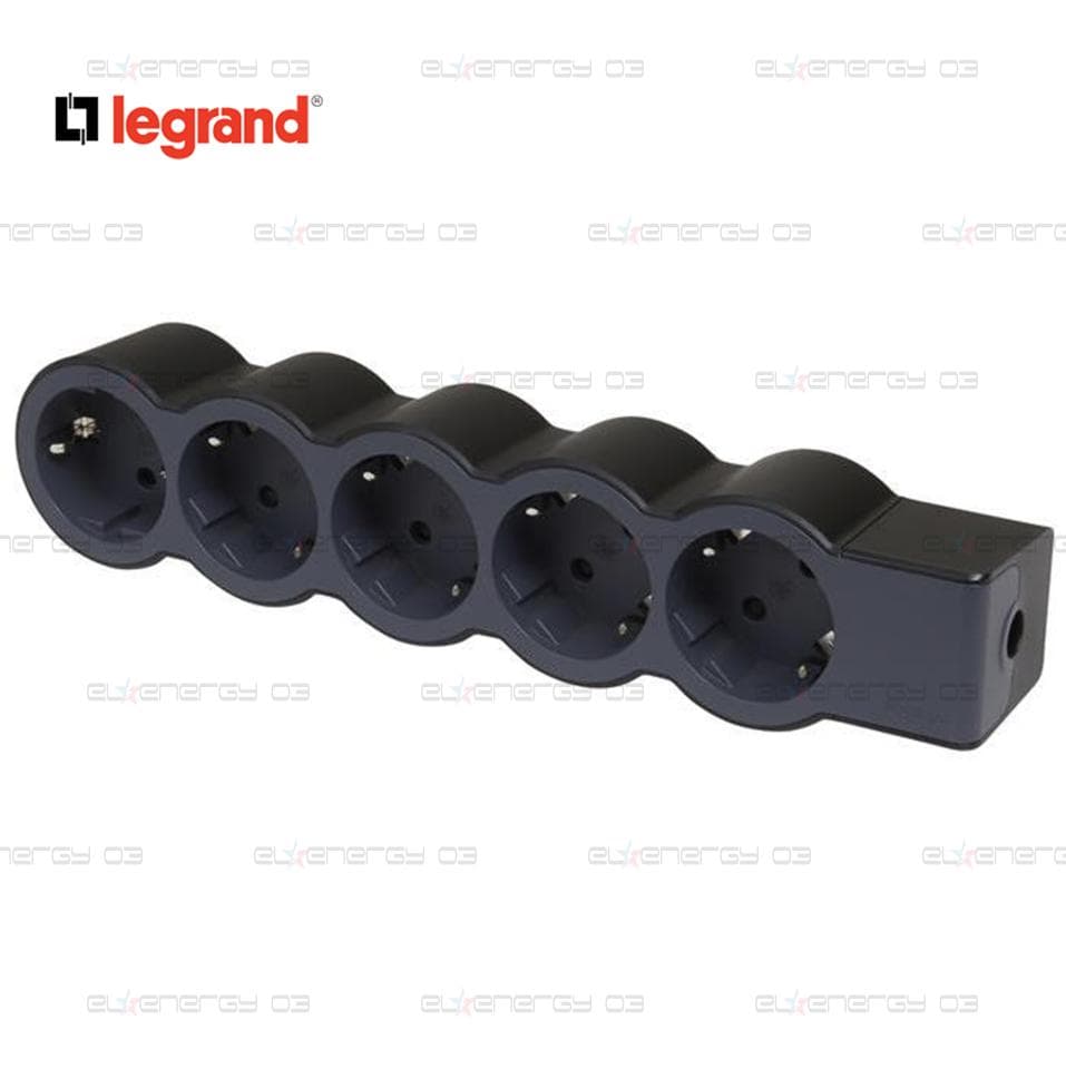 Разклонител ЧЕРЕН 5x2P+E без кабел Standard NEW Legrand