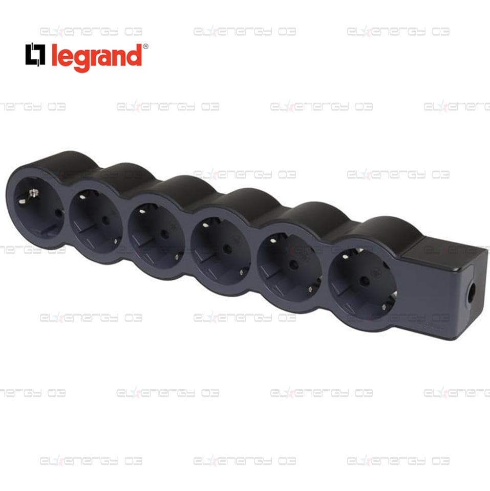 Разклонител ЧЕРЕН 6x2P+E без кабел Standard NEW Legrand