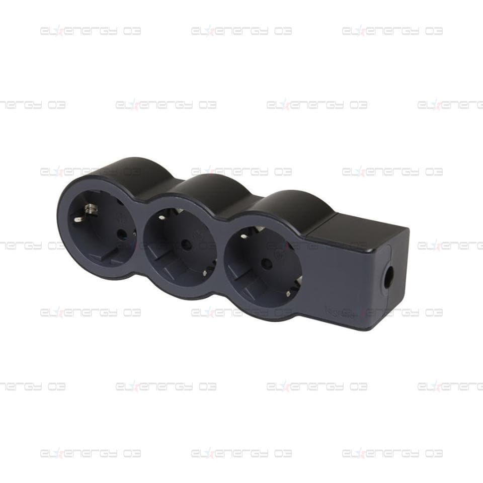 Разклонител ЧЕРЕН 3x2P+E без кабел Standard NEW Legrand