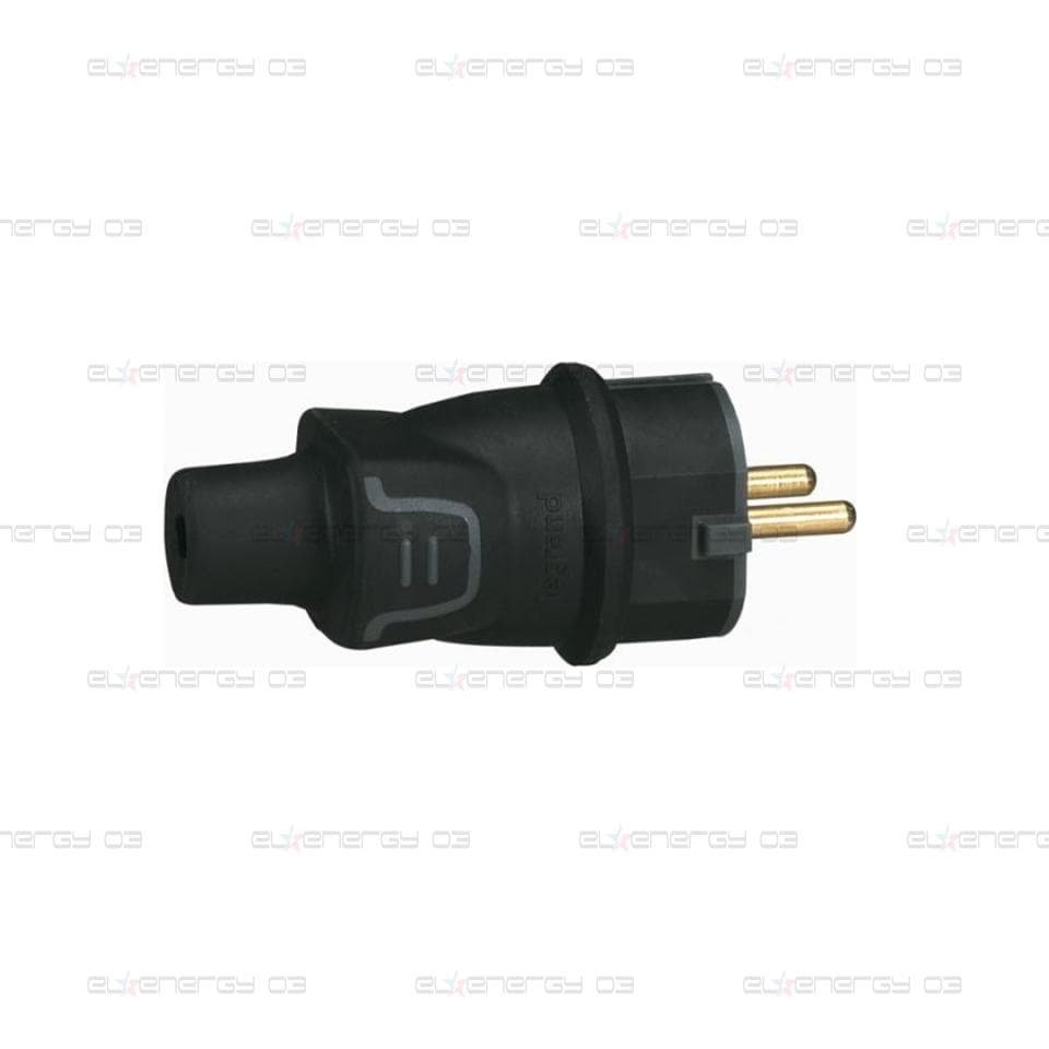 Щепсел черен 2P+Т 16A ІР44 250V гумиран Legrand /10бр/