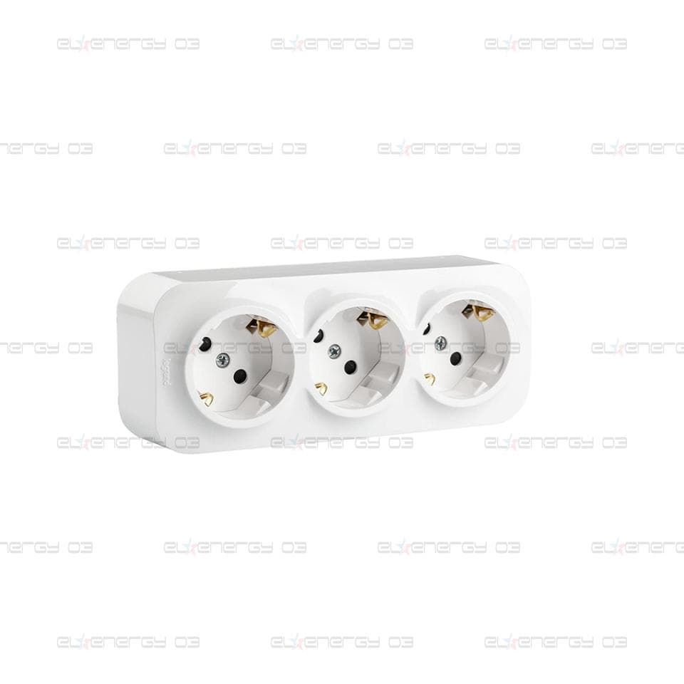 Контакт шуко ТРОЕН IP21 открит монтаж цвят Бял /замостени гнезда/ Forix Legrand