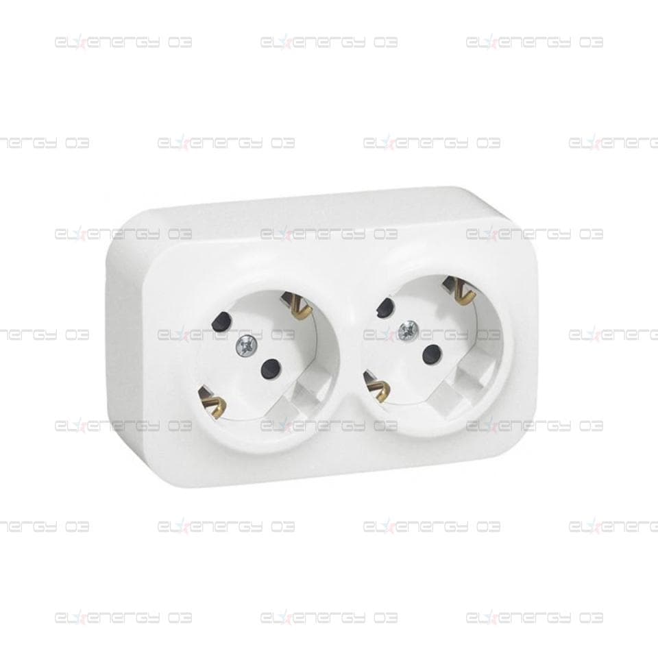 Контакт шуко ДВОЕН IP21 открит монтаж Forix Бял /замостени двете гнезда/ Legrand