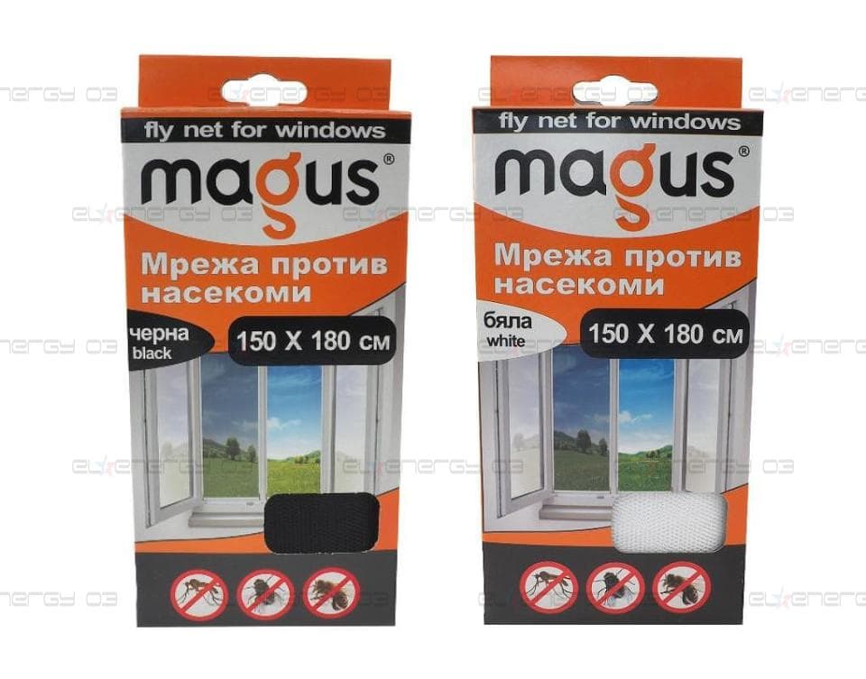 Мрежа срещу насекоми за прозорци 1.50м/1.80м, Бяла/Черна, MAGUS