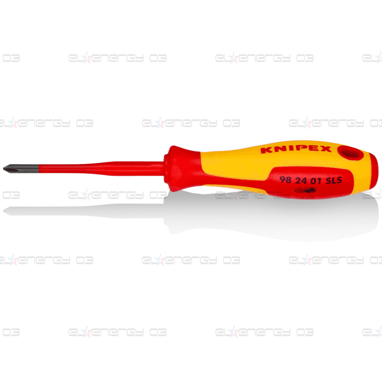 Отвертка PH/S 1, VDE 1000V жълто-червена ръкохватка 187мм, Knipex