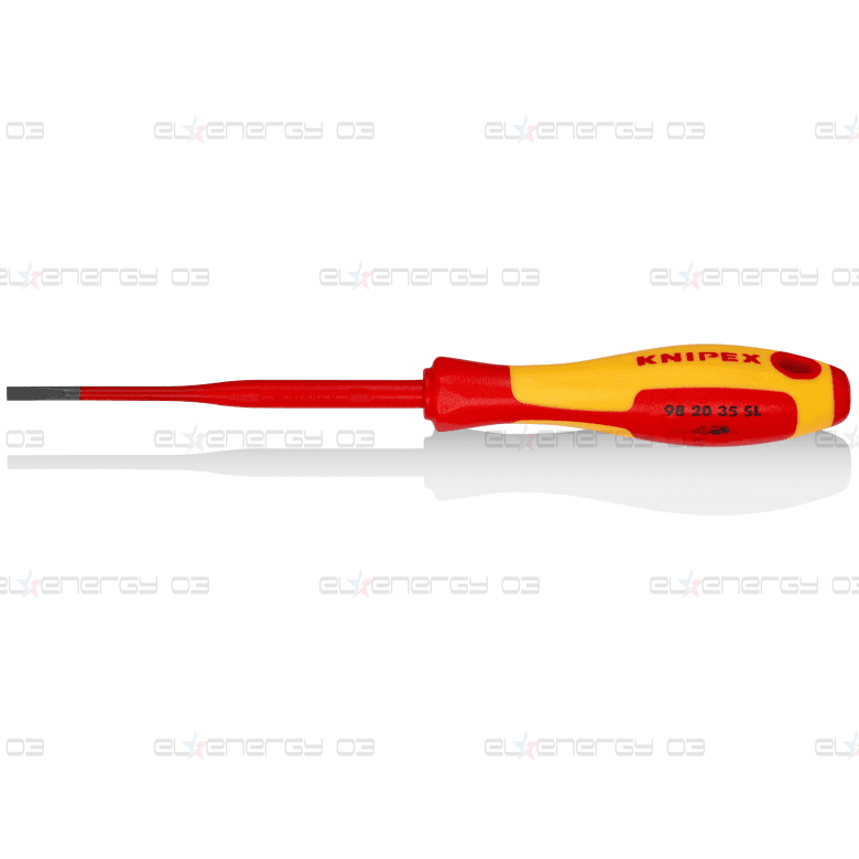 Отвертка шлиц 3.5 Slim, VDE 1000V жълто-червена ръкохватка 202мм, Knipex