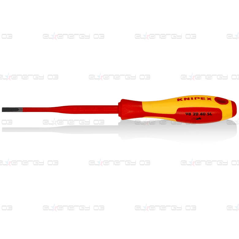 Отвертка шлиц 4.0 Slim, VDE 1000V жълто-червена ръкохватка 202мм, Knipex