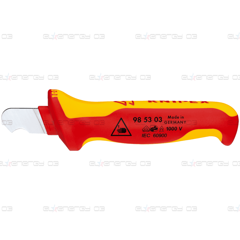 Кабелен нож извит, VDE 1000V жълто-червена ръкохватка 170мм, Knipex
