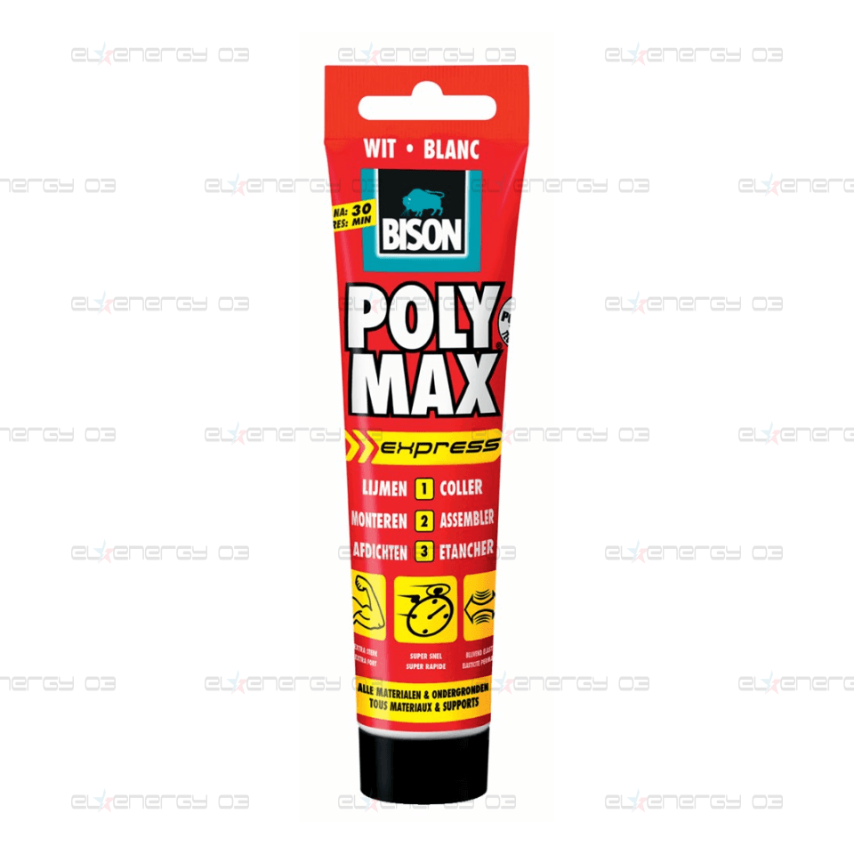 Универсално строително лепило Bison Poly Max Original Express, Бяло, 165гр