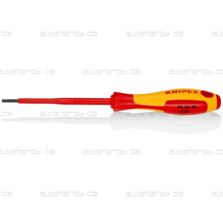 Отвертка шлиц 3.0, VDE 1000V жълто-червена ръкохватка 202мм, Knipex