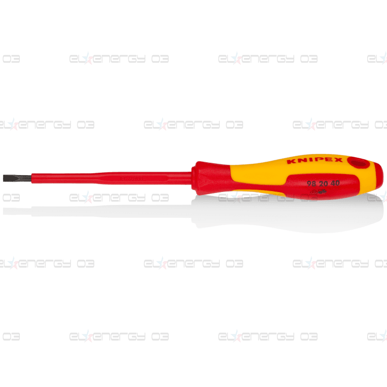 Отвертка шлиц 4.0, VDE 1000V жълто-червена ръкохватка 202мм, Knipex