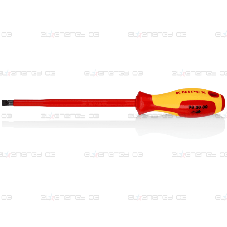 Отвертка шлиц 8.0, VDE 1000V жълто-червена ръкохватка 295мм, Knipex