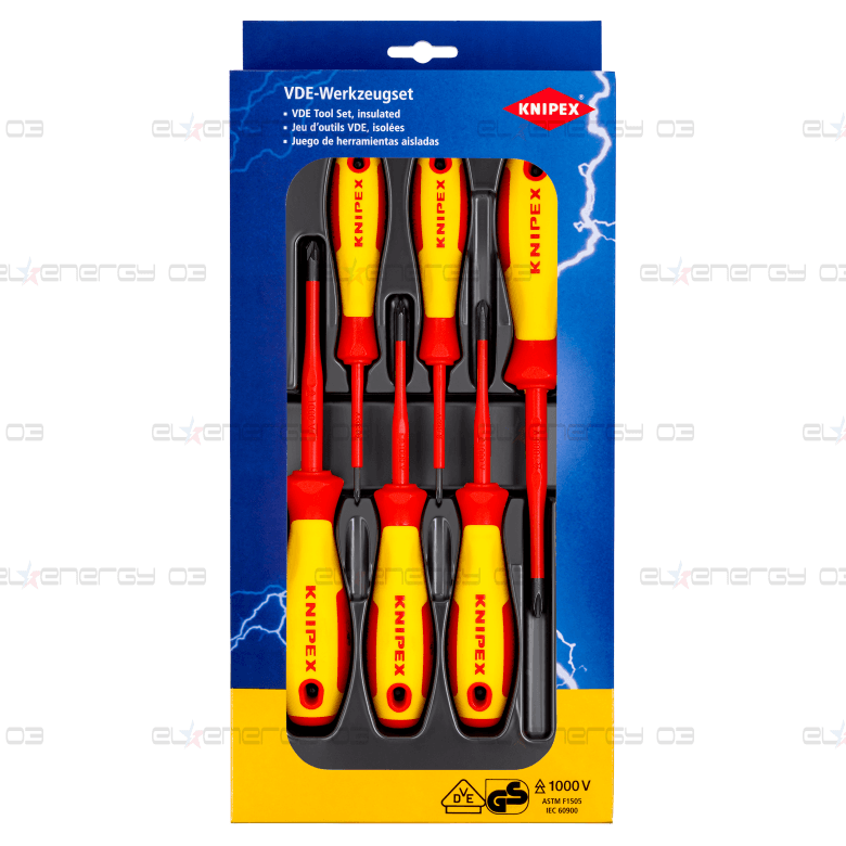 Комплект с 6 бр. отвертки VDE 1000V – 3х PH и 3х PZ, Knipex